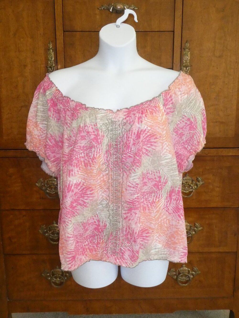 Style & Co Pull-On Printed Short Sleeve Shirt Women's Size XL